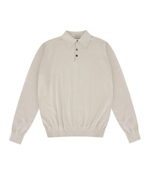 Essential Soft long sleeve polo knit (Cream)