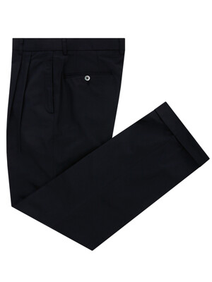 Essential cotton two tuck chino pants (Navy)
