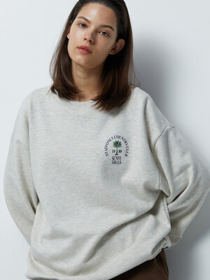 PALM TREE ROUND LOGO SWEATSHIRTS (MELANGE IVORY)