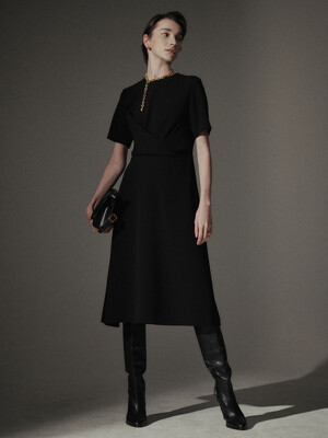 [리퍼브][Drama Signature] Draped Half-sleeve Dress_2color