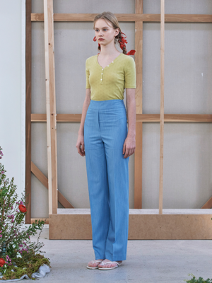 Silky Touch Wide Pants - Light Blue