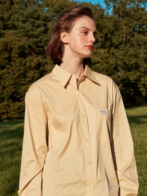 OVERFIT POINT LABEL POCKET SHIRT_YELLOW