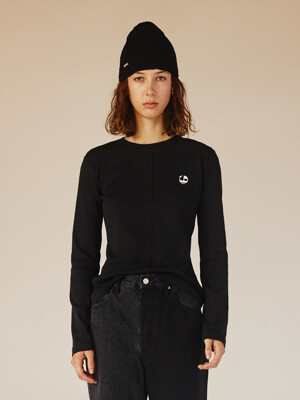 RE-BIRTH)Re-birth Logo Out Seamed Top_Black