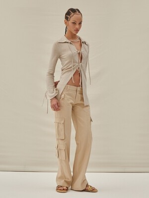 LOW WAIST SIDE POCKET MULTI CARGO PANTS_BEIGE