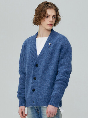 ALPACA HAIRY CROPPED CARDIGAN (MISTY BLUE)