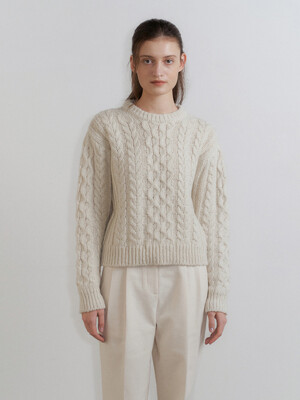 Baker Cable Sweater in Cream