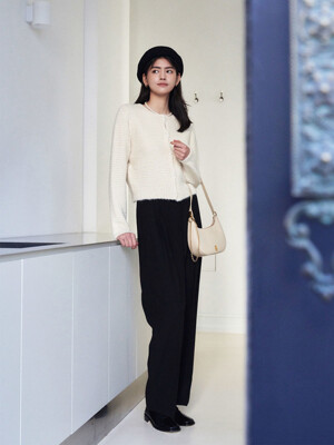 Look two pintuck side button slacks - black