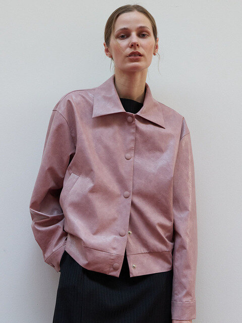 아우터 - 엣드맹 (Et demain) - Eco leather blouson jacket - Pink
