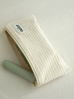 ouior flat pencil case - corduroy vanilla cream (topside zipper)