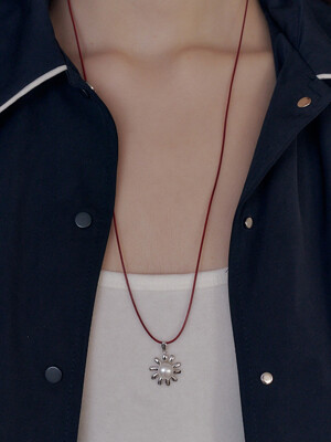 Flower red strap necklace [sv925]