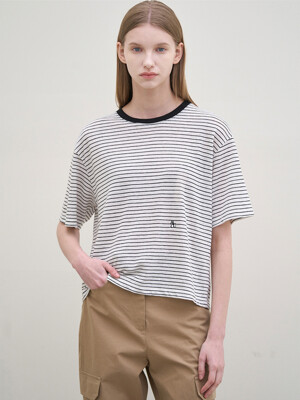 Linen Stripe T-shirt (White)