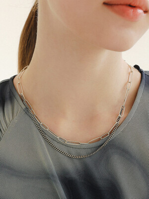 Antique Layered Chain Silver Necklace N01114