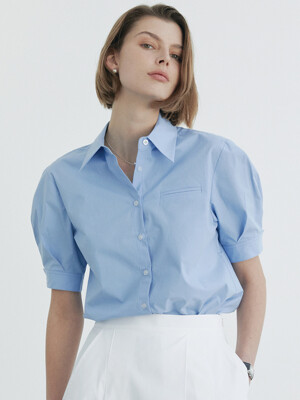Half-sleeve puff shirts / Sky blue