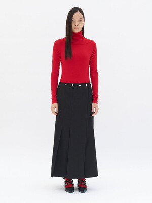 Unbalance Pleats Skirt (Black)