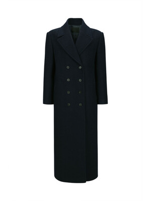 DOUBLE-BREASTED WOOL-BLEND COAT (NAVY)