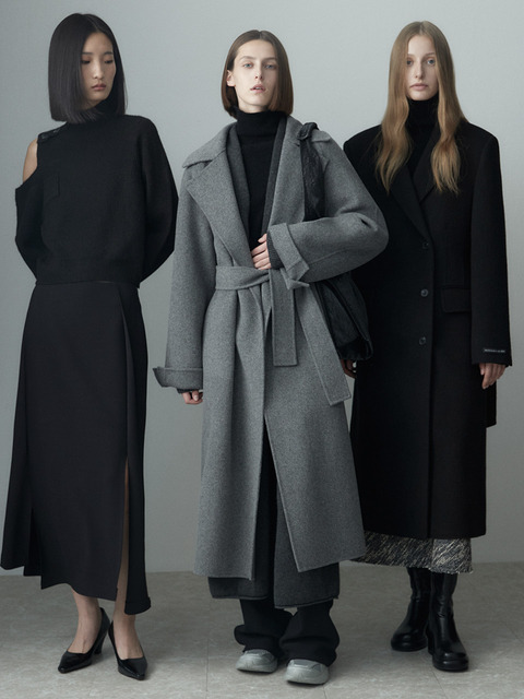 아우터 - 리이 (RE RHEE) - ANGORA WOOL BLEND COAT BLACK