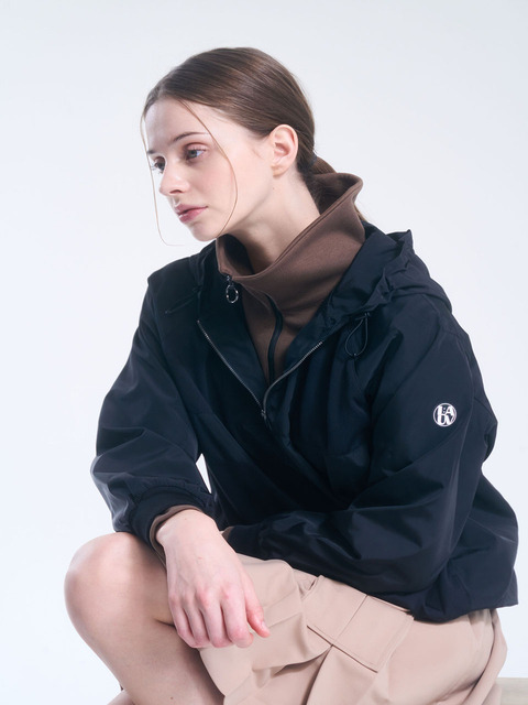 골프 - 라우브 (L:AUV) - 23FW Jersey Woven MIX Hooded Top_BLACK