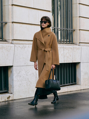 High Neck Long Handmade Coat[LMBCWICT703]-Camel