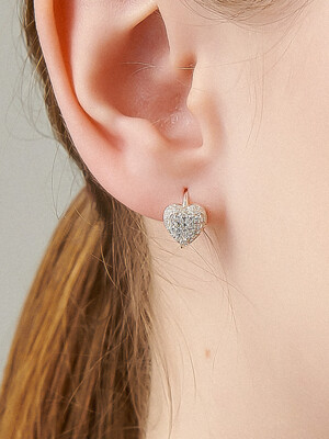 Luxurious Heart Silver Earring Ie372 [Silver]