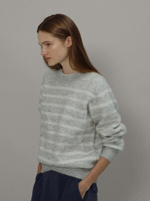 Clean wool stripe knit_grey