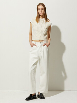 WIDE FIT LOOSE DENIM PANTS_IVORY