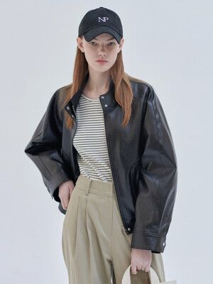 24SN leather casual blouson jacket [BK]
