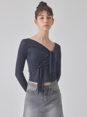 DOUBLE-TIE LONG SLEEVE TOP_T416TP113(NY)