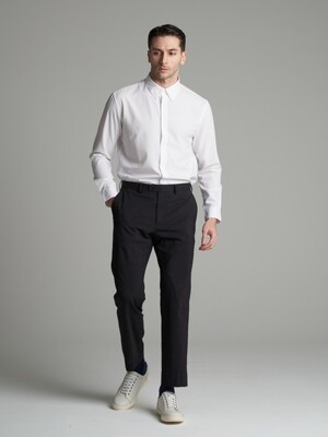 [M~5XL] Wool Blend Tapered Set-up Slacks_charcoal