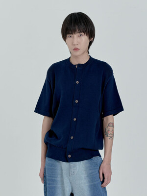 Round Button Knit (Navy)