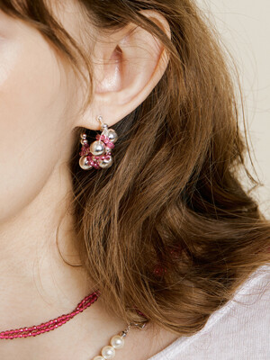 Pink cross Earring