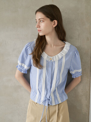 Camille Stripe Blouse Blue