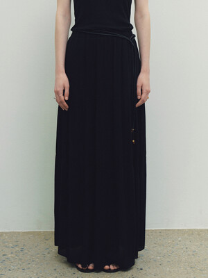 Frill Cancan Maxi Skirt (Black)