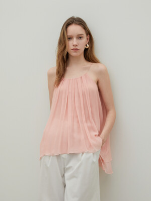 Halter Neck Silk Top Blooming Pink