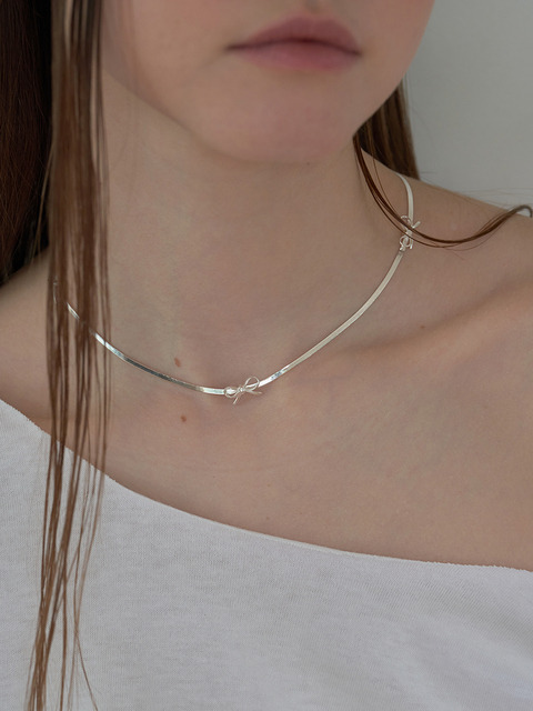 오브이티유][925 Silver] Flow Ribbon Necklace - Gold