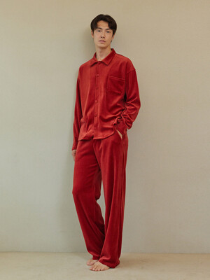 VELOUR PAJAMA SET_carmine red (men)