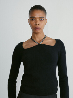 RC SIGNATURE BEADS DETAIL KNIT TOP (2COLORS)