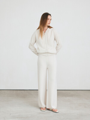 semi wide knit pants -  italy cashmere 100% (ivory)