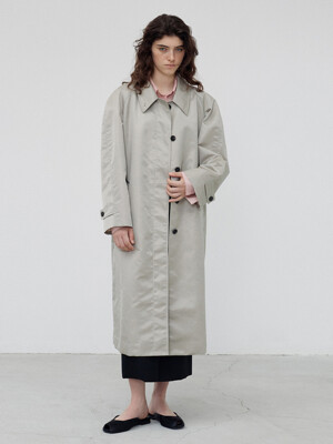 Glossy Balmacan Coat, Stone