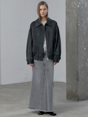 pigment washing over-fit blouson (black)