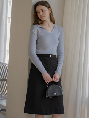 Lora v-neck cotton modal knit_Sky blue