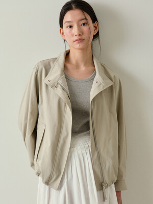 high collar blouson jacket (light khaki)