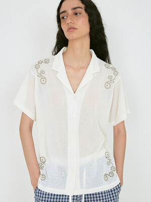 STUDDED WESTERN JERSEY SHIRT_ONZI EDITION, IVORY