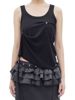 UNBALANCED PINTUCK SLEEVELESS_BLACK
