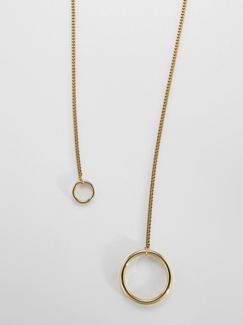 Three ways two circles long necklace