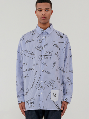 Overfit lettering shirt 2_blue