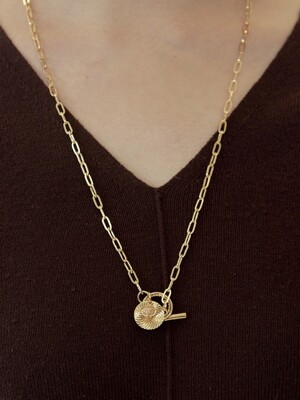light rough pendent necklace-gold