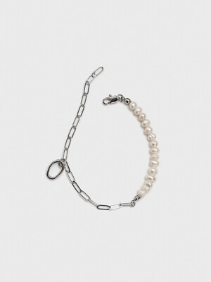 pearl line bracelet (silver)