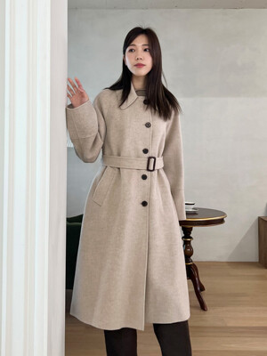 [PREMIUM] CASHMERE BLEND HANDMADE COAT LIGHT BEIGE (AECO2F001I1)