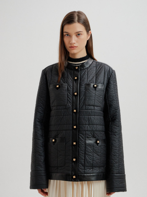 TOVE Quilted Down Jacket with logo buttons - Black