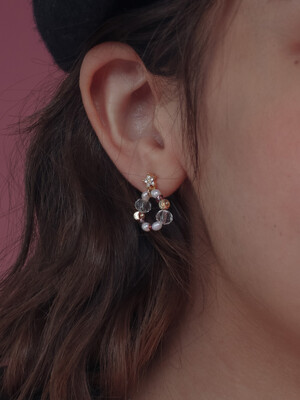 Glitter mix ring star earring